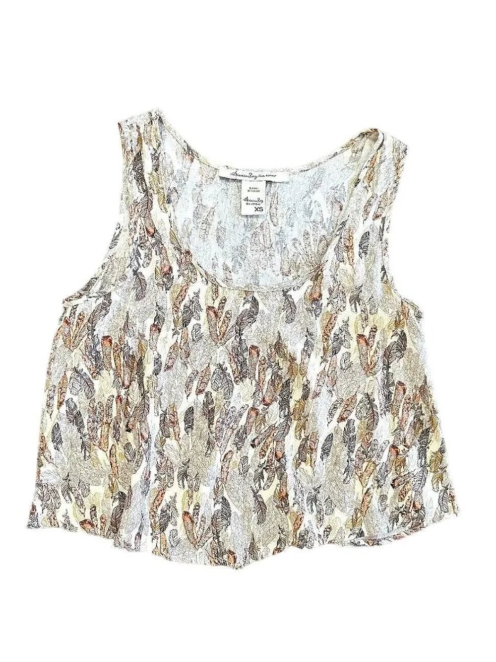 American Rag Leaf Print Tank XS Flowy Boho Lightweight Crop Top NWOT
